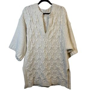 Anthropologie Moth Chunky Knit Oversized Cream Tunic Sweater Size XS / Small